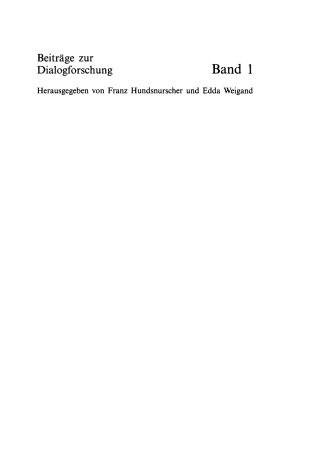 Cover image: Dialoganalyse III, Teil 1 1st edition 9783484750012
