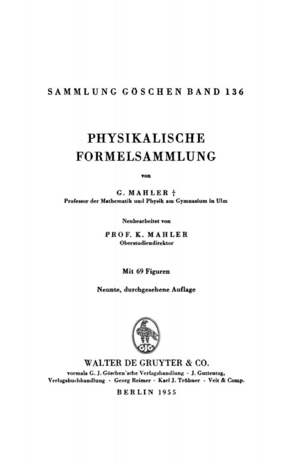 Physikalische Formelsammlung 9th Edition