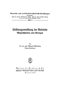 表紙画像: Leistungsmessung im Betriebe 1st edition 9783111297347