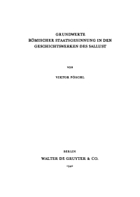 Cover image: Grundwerte römischer Staatsgesinnung in den Geschichtswerken des Sallust 1st edition 9783111303758