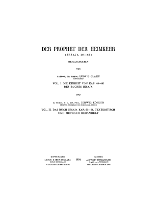 Cover image: Der Prophet der Heimkehr (Jesaja 40–66) 1st edition 9783111308203