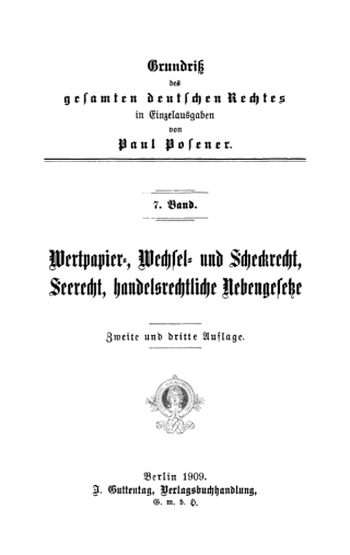 Cover image: Wertpapier-, Wechsel- und Scheckrecht, Seerecht, handelsrechtliche Nebengesetze 2nd edition 9783111316970