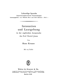 Cover image: Intonation und Lautgebung in der englischen Aussprache des Prof. Daniel Jones 1st edition 9783111318066