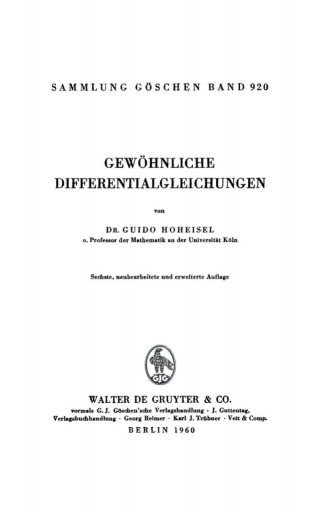 Cover image: Gewöhnliche Differentialgleichungen 6th edition 9783111318196