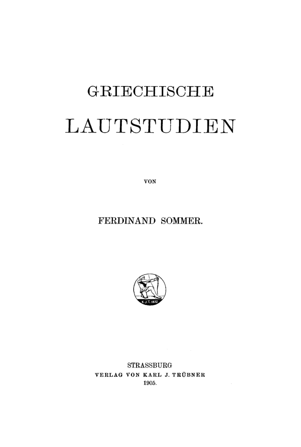 Griechische Lautstudien 1st Edition