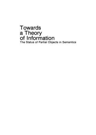 Cover image: Towards a theory of information 1st edition 9783111255262