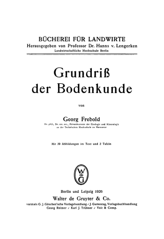 Cover image: Grundriß der Bodenkunde 1st edition 9783111049267