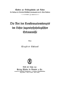 Imagen de portada: Die Not der Konfirmationspraxis im Lichte jugendpsychologischer Erkenntnisse 1st edition 9783111281391