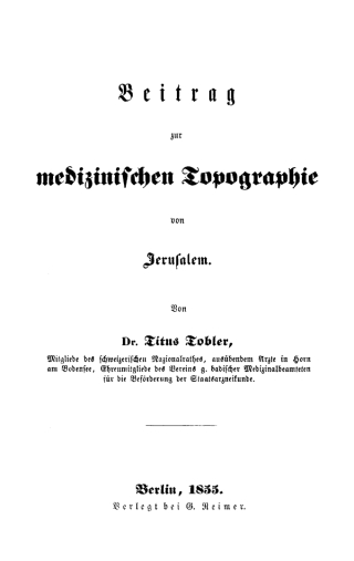 Imagen de portada: Beitrag zur medizinischen Topographie von Jerusalem 1st edition 9783111218359