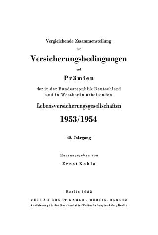 Imagen de portada: 1953/1954 1st edition 9783112300978