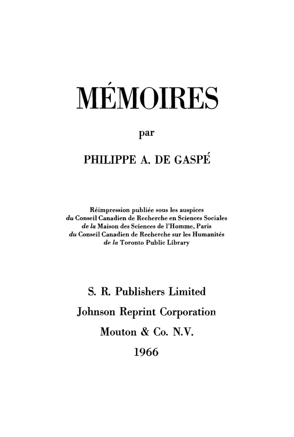 Memoires 1st Edition