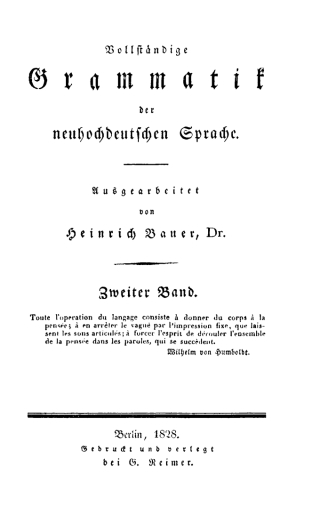 Cover image: Heinrich Bauer: Vollständige Grammatik der neuhochdeutschen Sprache. Band 2 1st edition 9783112301906