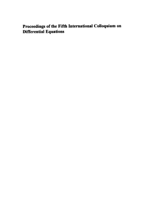 Cover image: Proceedings of the Fifth International Colloquium on Differential Equations 1st edition 9783112302750