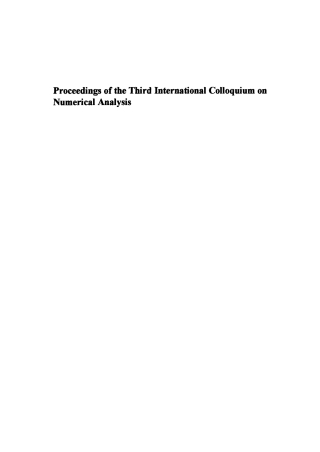 Cover image: Proceedings of the Third International Colloquium on Numerical Analysis 1st edition 9783112302828