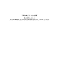 Cover image: Die Stellung der Vorexilischen Schriftpropheten zum Kultus 1st edition 9783112303870