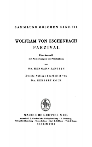 Cover image: Wolfram von Eschenbach Parzival 2nd edition 9783112304419