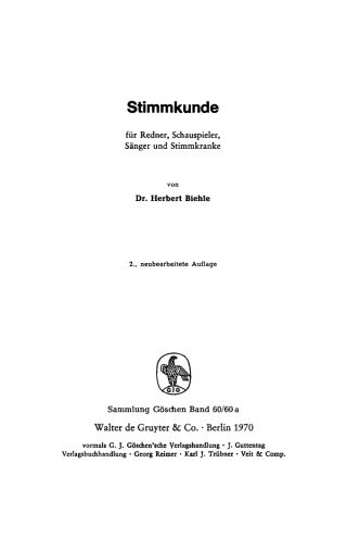 Imagen de portada: Stimmkunde 2nd edition 9783112310328