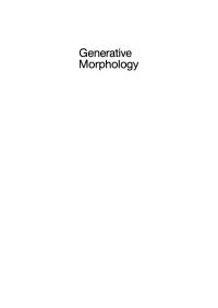 Imagen de portada: Generative Morphology 1st edition 9783112328033