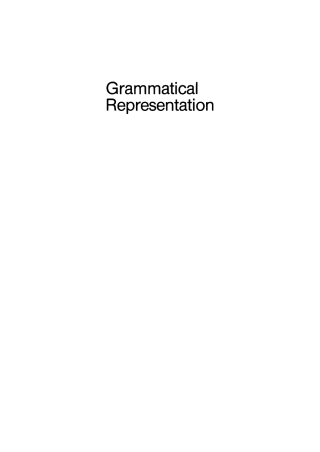 Imagen de portada: Grammatical Representation 1st edition 9783112328057
