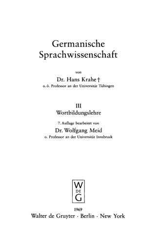 Cover image: Wortbildungslehre 7th edition 9783112328897