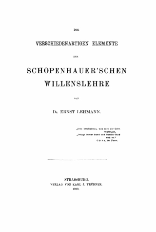Imagen de portada: Die verschiedenartigen Elemente der Schopenhauer’schen Willenslehre 1st edition 9783112331354