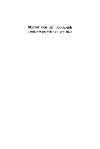 Imagen de portada: Walther von der Vogelweide 1st edition 9783112334638