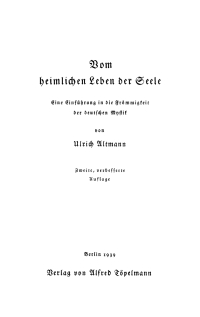 Cover image: Vom heimlichen Leben der Seele 2nd edition 9783112334959