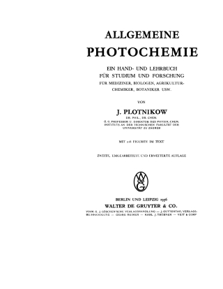 Imagen de portada: Allgemeine Photochemie 2nd edition 9783112336915