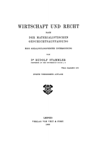 Cover image: Wirtschaft und Recht nach der materialistischen Geschichtsauffassung 2nd edition 9783112337479