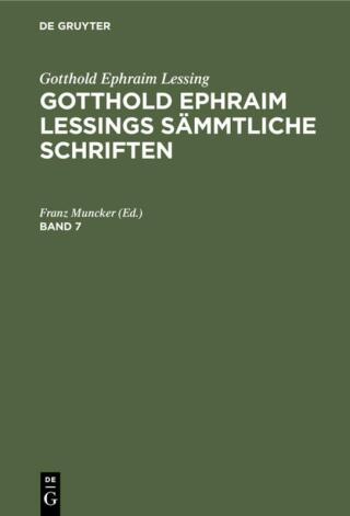 Imagen de portada: Gotthold Ephraim Lessing: Gotthold Ephraim Lessings Sämmtliche Schriften. Band 7 3rd edition 9783112339893