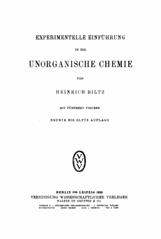 Cover image: Experimentelle Einführung in die unorganische Chemie 11th edition 9783112348710