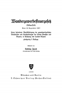 Titelbild: Wandergewerbesteuergesetz (WGewStG) vom 10. Dezember 1937 3rd edition 9783112349175