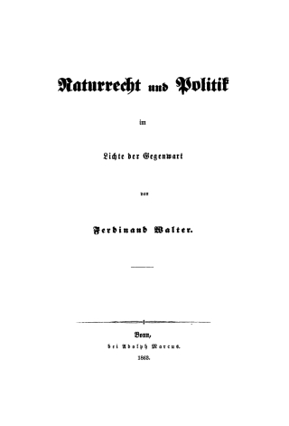 Cover image: Naturrecht und Politik im Lichte der Gegenwart 1st edition 9783112350119
