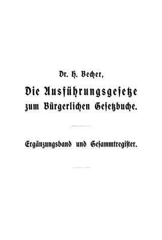 Cover image: Ergänzungsband und Gesammtregister, Teil 1 1st edition 9783112350492