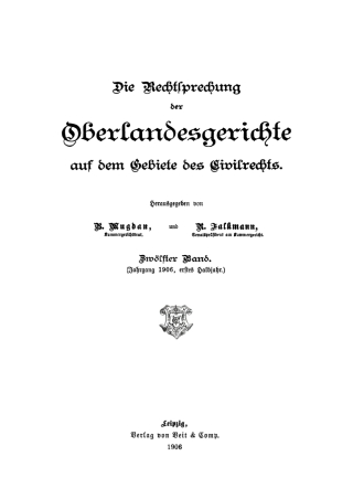 Cover image: (Jahrgang 1906, Halbjahr 1.) 1st edition 9783112352052