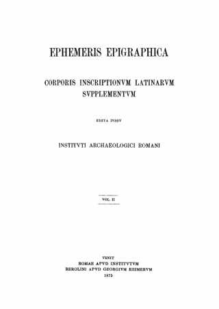 Imagen de portada: Ephemeris Epigraphica. Volume 2 1st edition 9783112352892