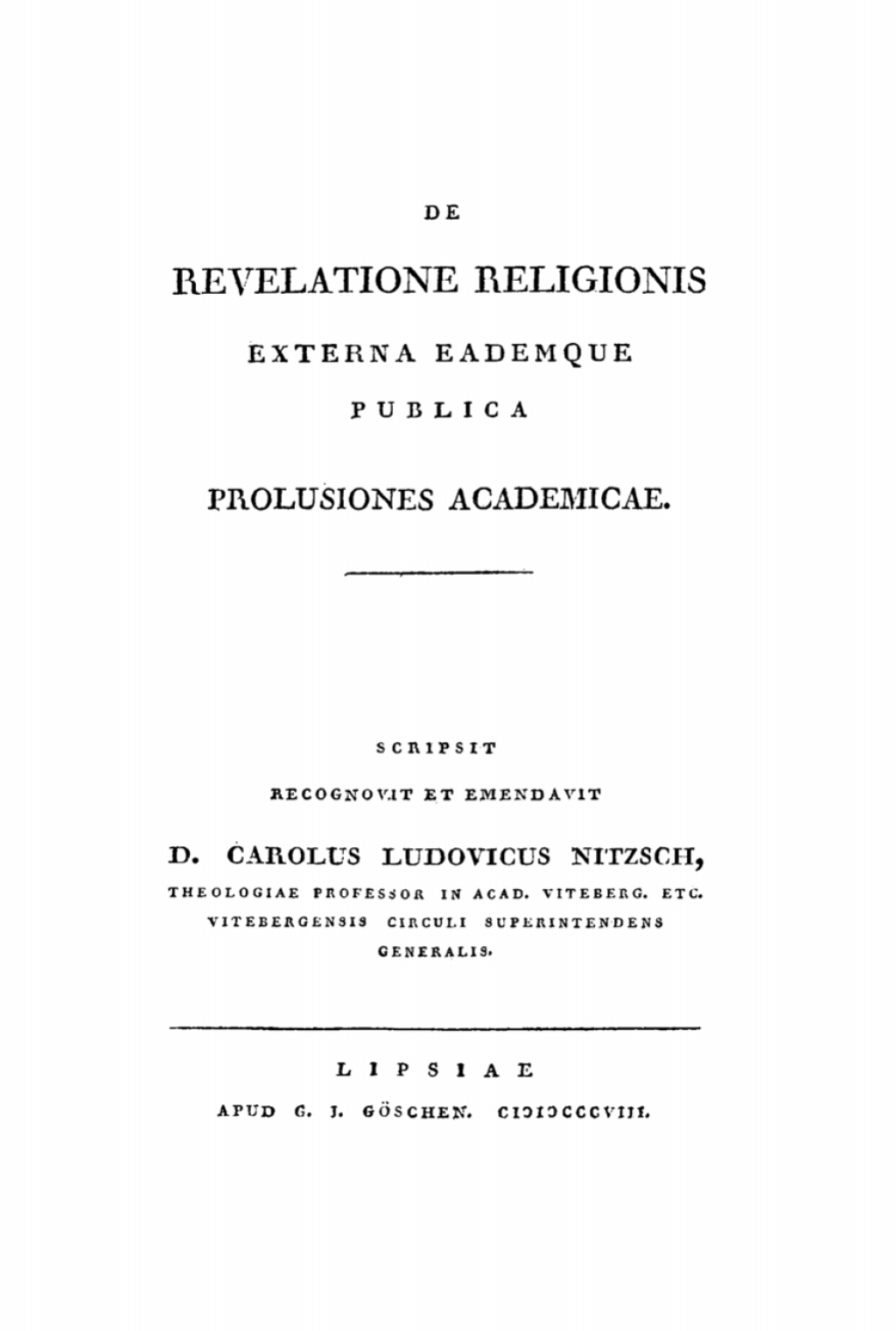 De revelatione religionis Externa eademque publica prolusiones academicae 1st Edition