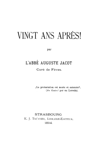 Imagen de portada: Vingt ans après! 1st edition 9783112356173