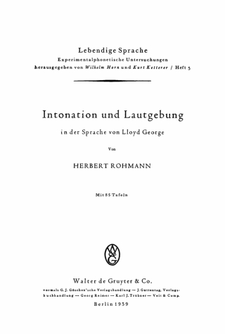 Cover image: Intonation und Lautgebung in der Sprache von Lloyd George 1st edition 9783112356654