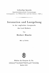 Cover image: Intonation und Lautgebungs in der englischen Aussprache des Lord Roberts 1st edition 9783112356692