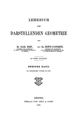 Cover image: Karl Rohn; Erwin Papperitz: Lehrbuch der darstellenden Geometrie. Band 2 1st edition 9783112356777