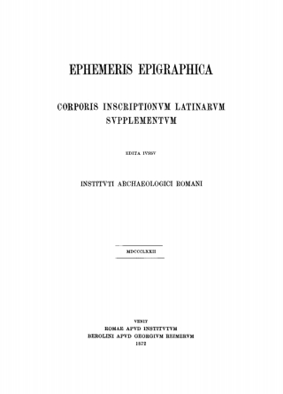 Cover image: Ephemeris Epigraphica. Volume 1 1st edition 9783112358610