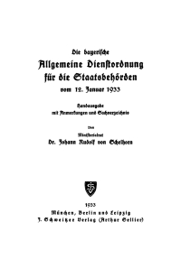 Cover image: Die bayerische Allgemeine Dienstordnung für die Staatsbehörden vom 12. Januar 1933 1st edition 9783112358672
