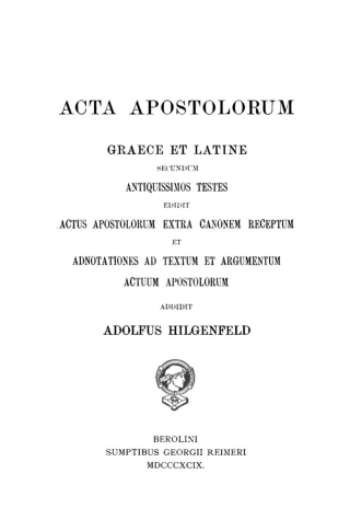 Cover image: Acta apostolorum Graece et Latine secundum antiquissimos testes edidit 1st edition 9783112359198