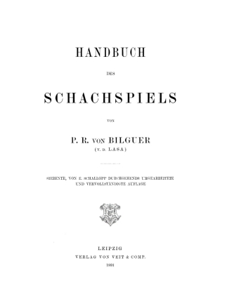 Cover image: Handbuch des Schachspiels 7th edition 9783112359679