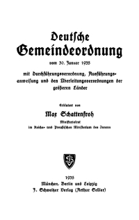 صورة الغلاف: Deutsche Gemeindeordnung vom 30. Januar 1935 1st edition 9783112359839