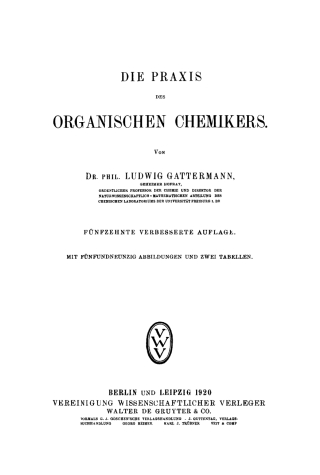 Cover image: Die Praxis des organischen Chemikers 15th edition 9783112360491