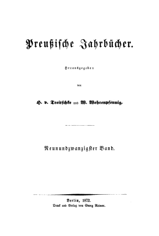 Immagine di copertina: H. von Treitschke; H. Delbrück: Preußische Jahrbücher. Band 29 1st edition 9783112365878