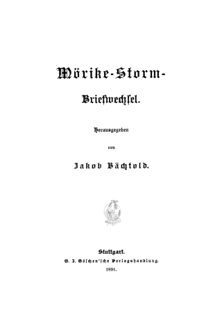 Imagen de portada: Mörike-Storm-Briefwechsel 1st edition 9783112369050