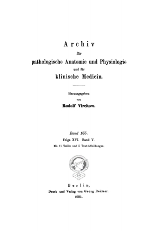 Imagen de portada: Rudolf Virchow: Archiv für pathologische Anatomie und Physiologie und für klinische Medicin. Band 165 1st edition 9783112371411